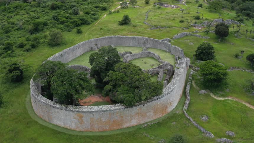 Aerial view of ancient stone ruins