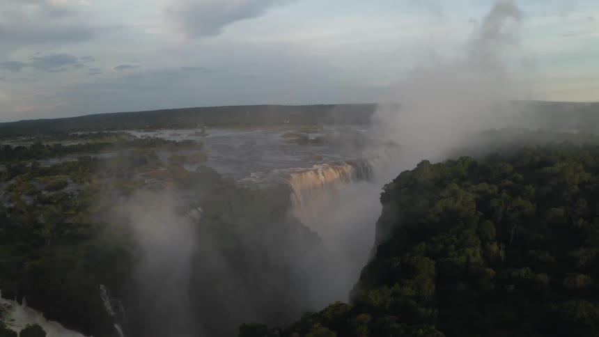 Aerial view of mist over Victoria Falls