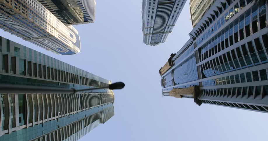 Skyscrapers in a metropolis on a clear day