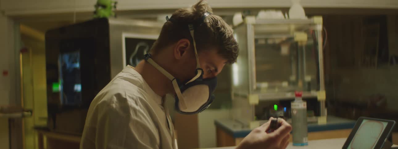 An employee working in a lab
