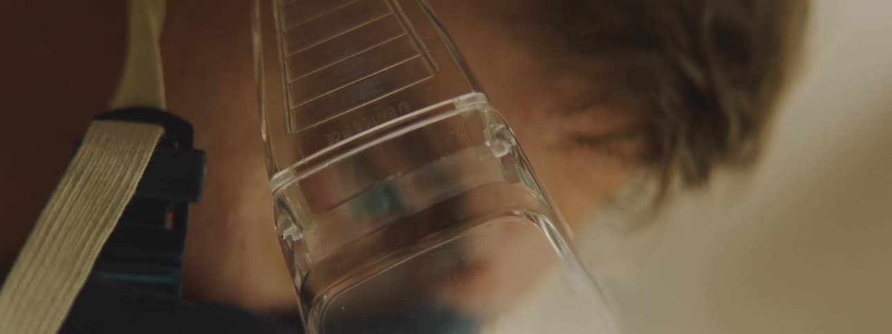 Close up of a man wearing protective goggles and respirator filter mask