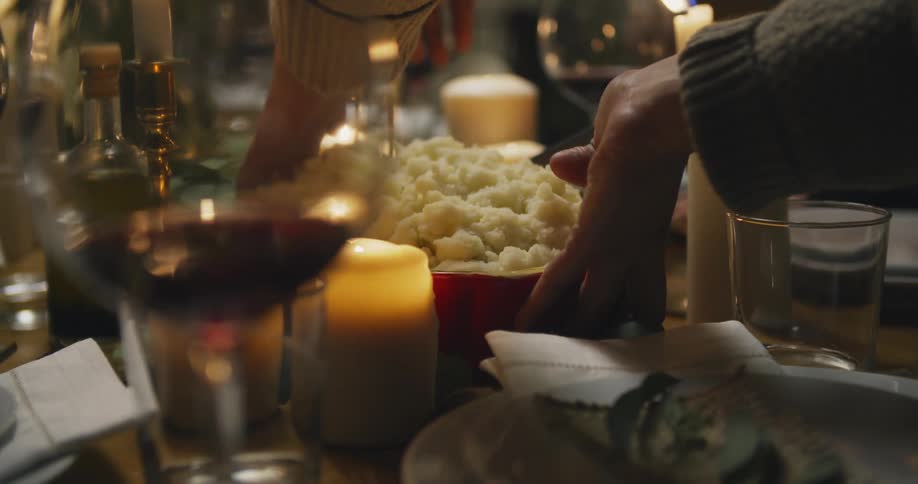 Food is placed on a dining table