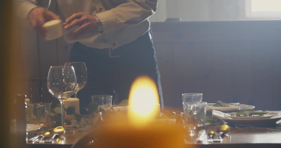 People set a table