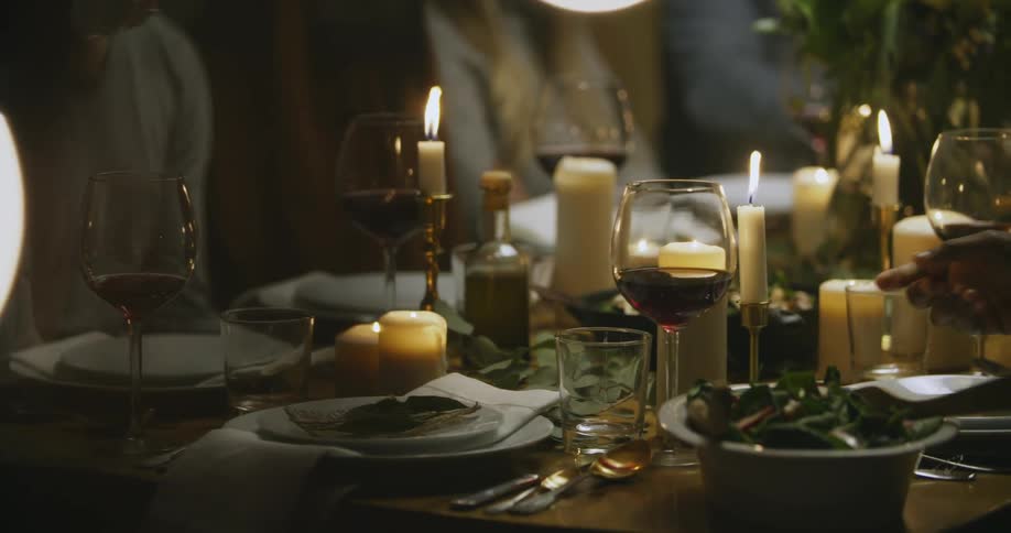 A family has a holiday dinner