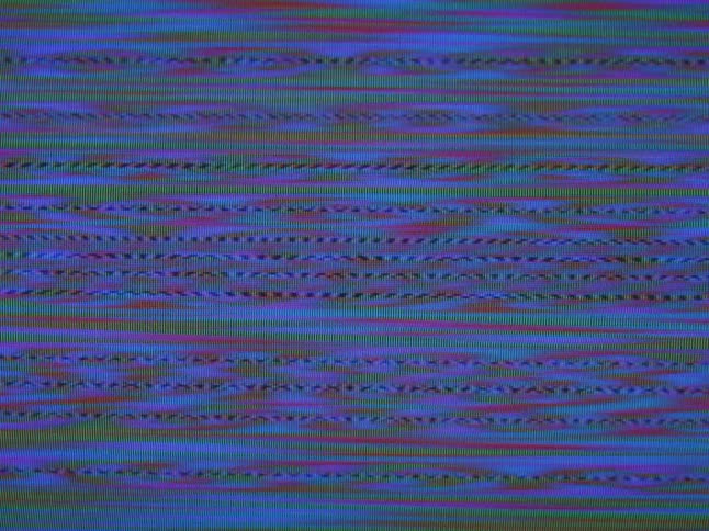 Blue static plays on a television screen