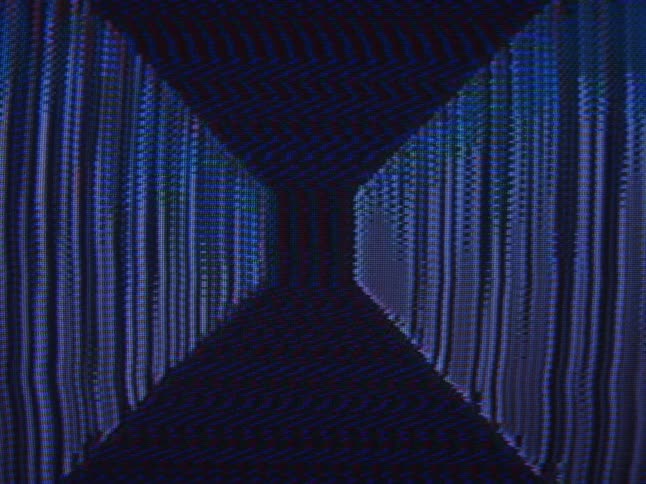 Distorted graphics playing on a vintage television screen