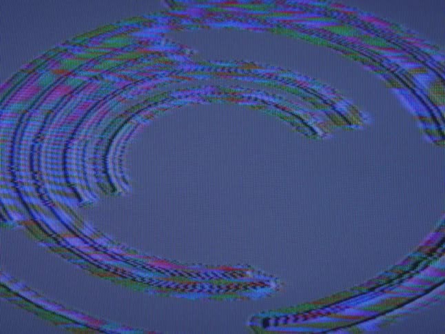 Static moves in lines of half circles against a blue background