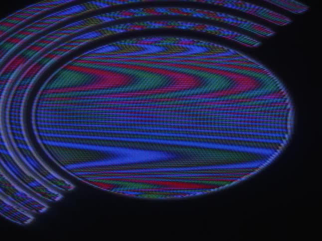 Static plays inside a circle and lines on a screen
