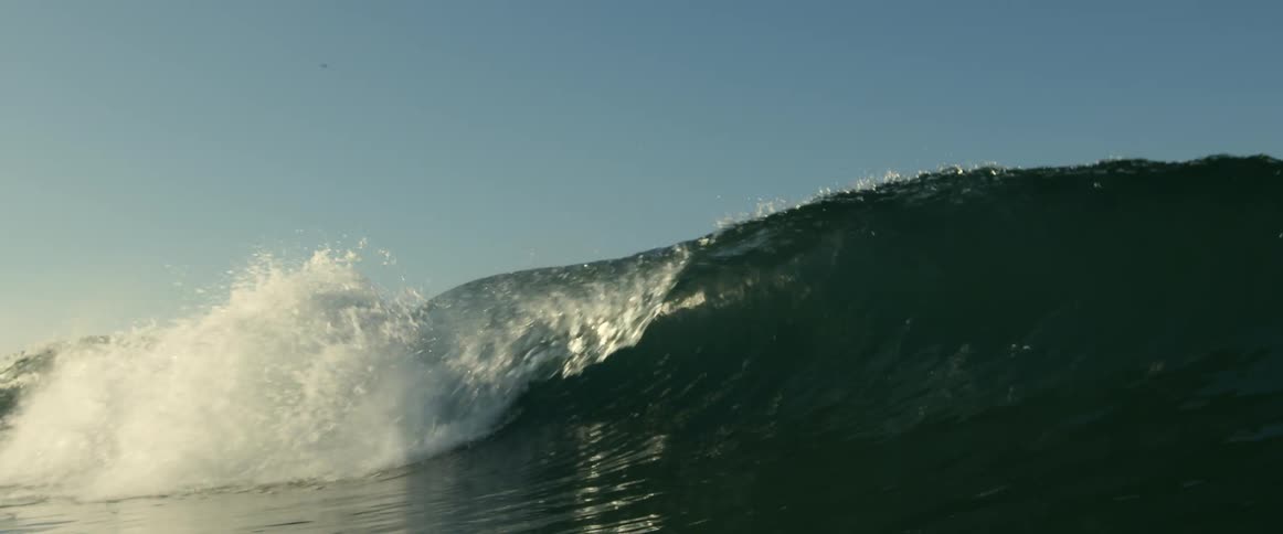 The wave crashes in the ocean