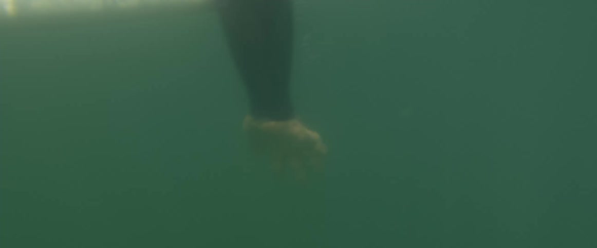 A person is surfing in the ocean water