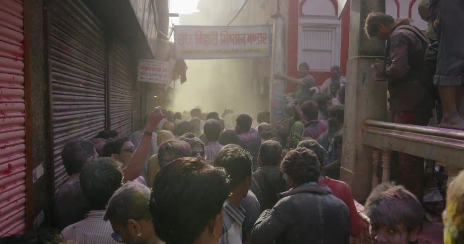 An alley is almost completely full of people