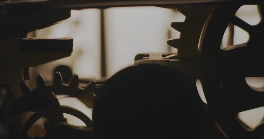 A view of gears rotating in a machine