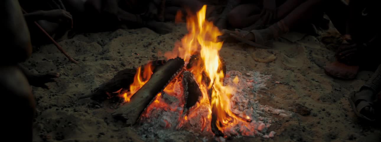 A bonfire burning