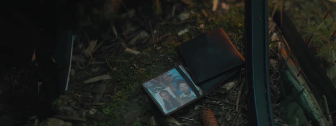 A vehicle crash with blood and a wallet on the ground