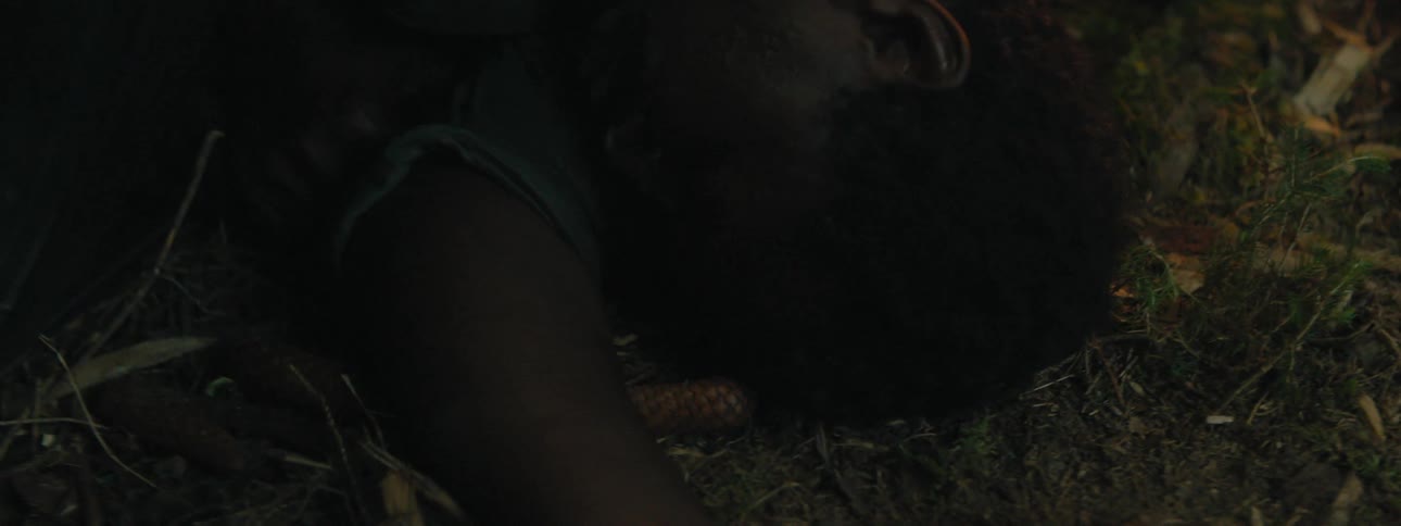 A man laying on the ground with dirt and plants