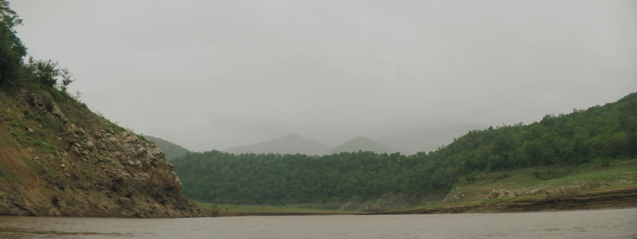 Water rippling on a lake in nature on a misty day