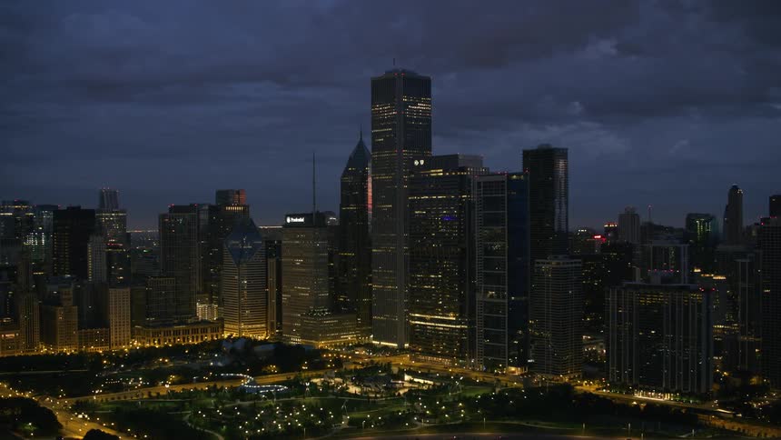 An aerial view of buildings