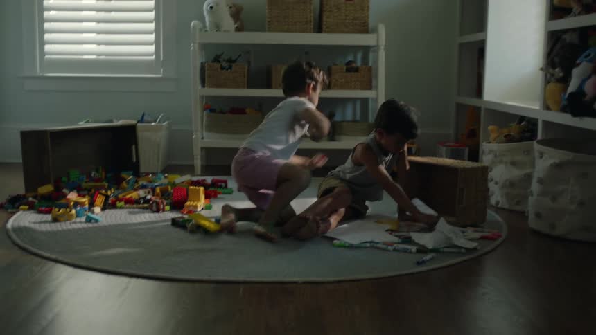 Children play with toys in the room