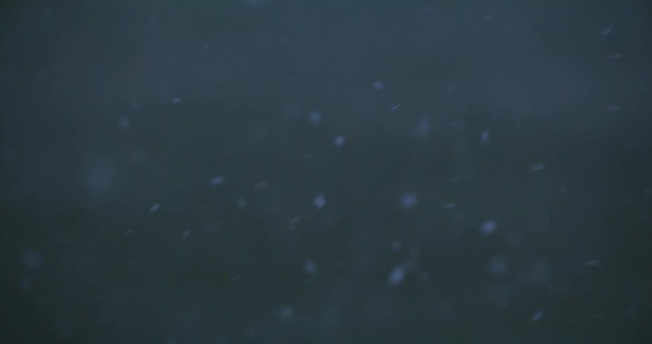 Close up of snowflakes falling down outodoors