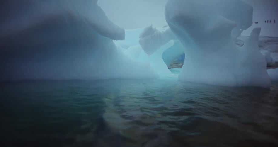 The coast of a glacial landmass in the arctic during the day