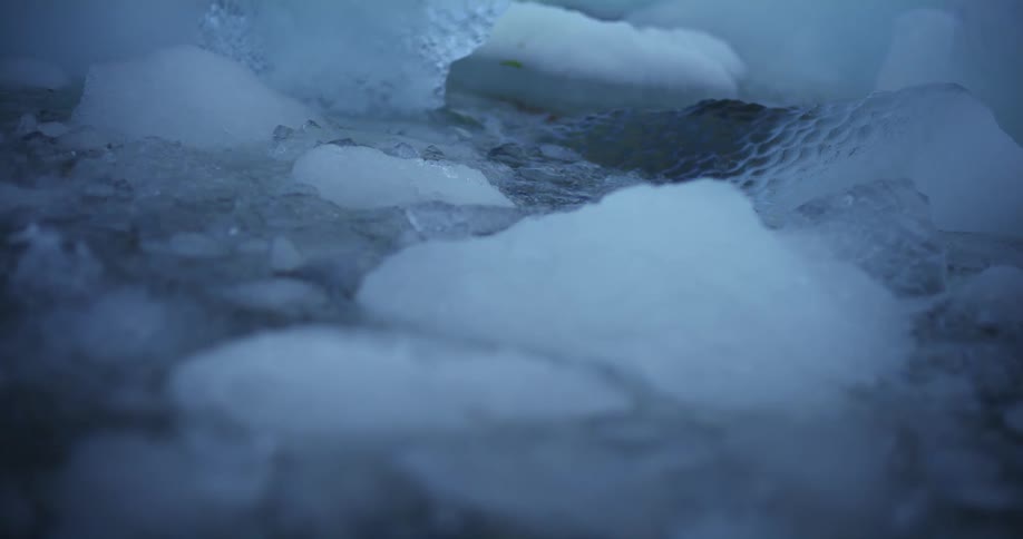 Chunks of ice and snow fill the surface of the sea