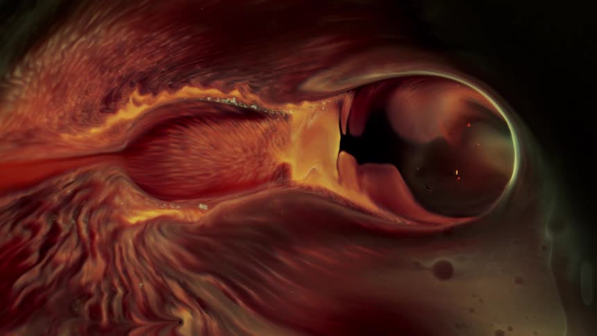 A graphic piece mimics the movement of lava