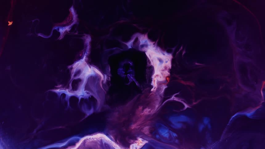 Illuminated clouds move in a deep purple environment