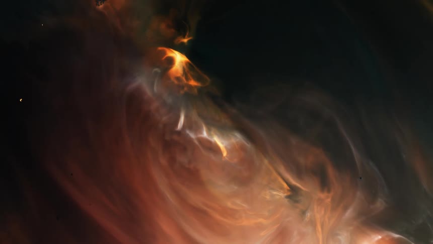 Smoke circles around a flame rising up