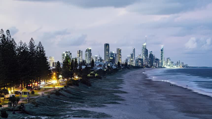 People flock to the beach during the day then go back into the city as the sun goes down