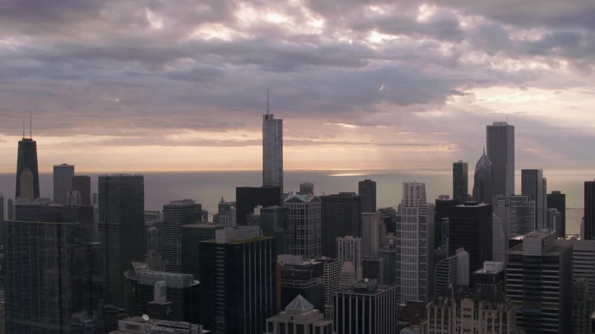 A view of tall buildings in a city