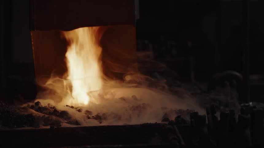 Fire rages in the forge