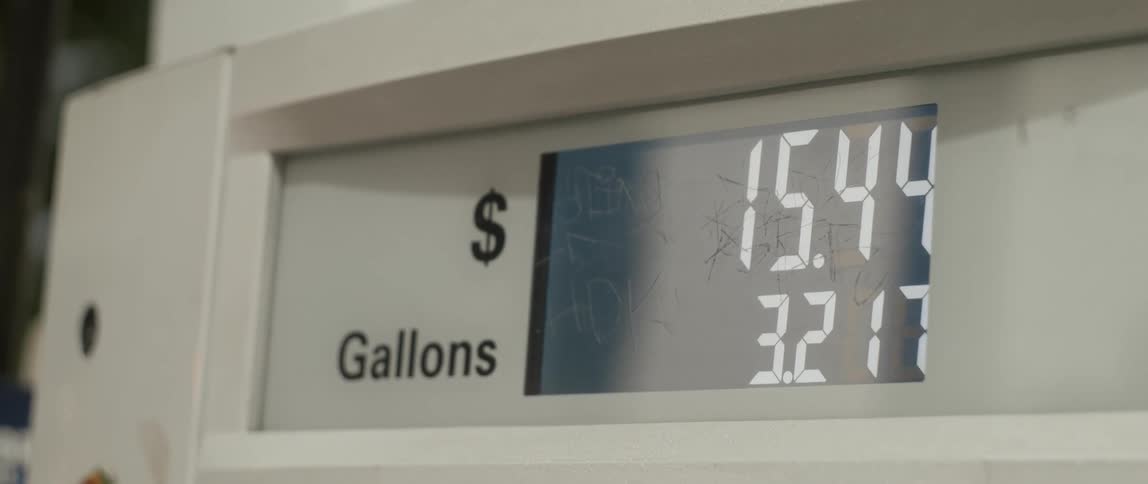 The price and gallons numbers on a gas pump are rapidly changing