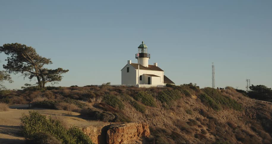The light house is on the hill