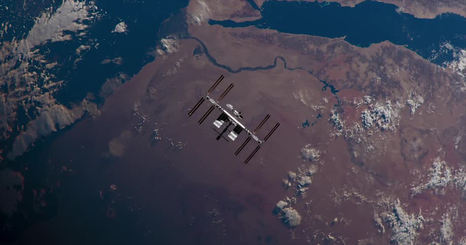 A satellite in space above earths surface