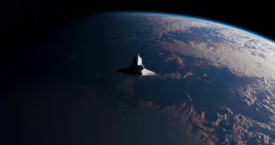 A space ship floats above earth