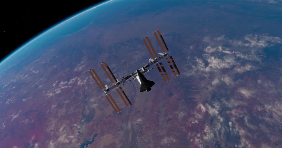 A view of a space station over earth