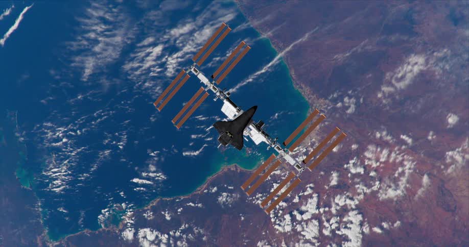 A view of the space station over earth