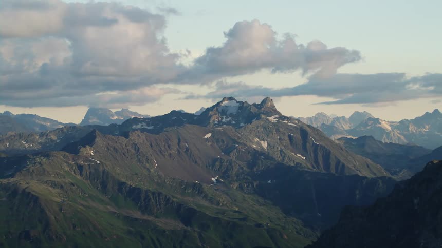 An aerial view of a mountain range