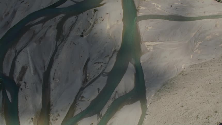 Aerial view of branching river