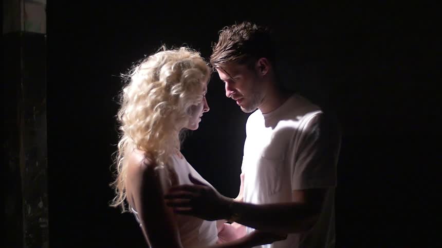 A man and women embrace