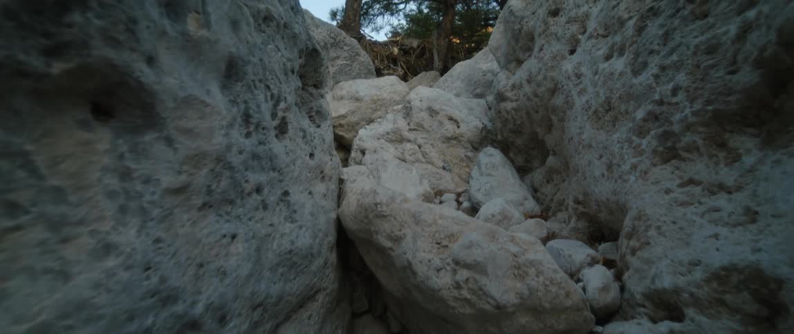 A view from an underground cave is displayed