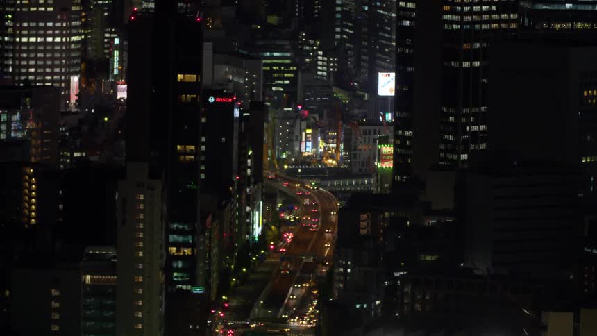 Aerial view of Tokyo city at night.
