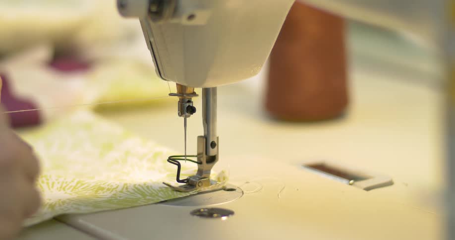 Thread is fed into a sewing machine