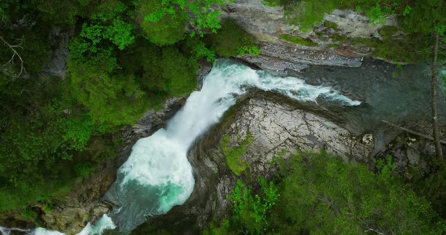 An aerial view of a river