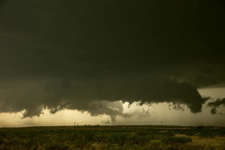 A Tornadic supercell severe storm builds and rotates deep in the southwest United States