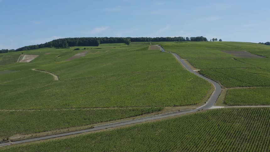Aerial view of a farm land area is displayed during spring