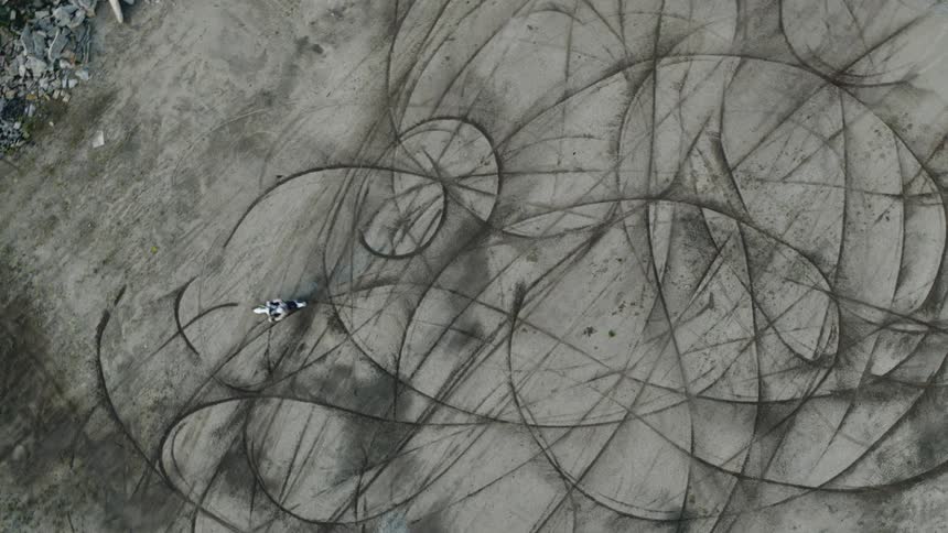 Aerial view of a person riding on a motorcycle