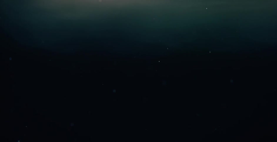 Specks of dust shimmer against a black background