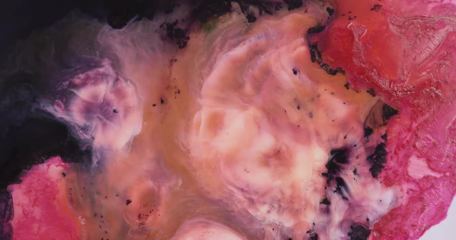 Shades of pink paint swirl and combine together
