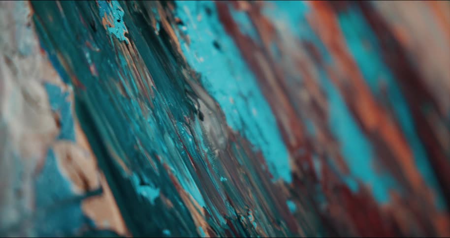 Heat gun is used to create blister on surface of multicolored painting